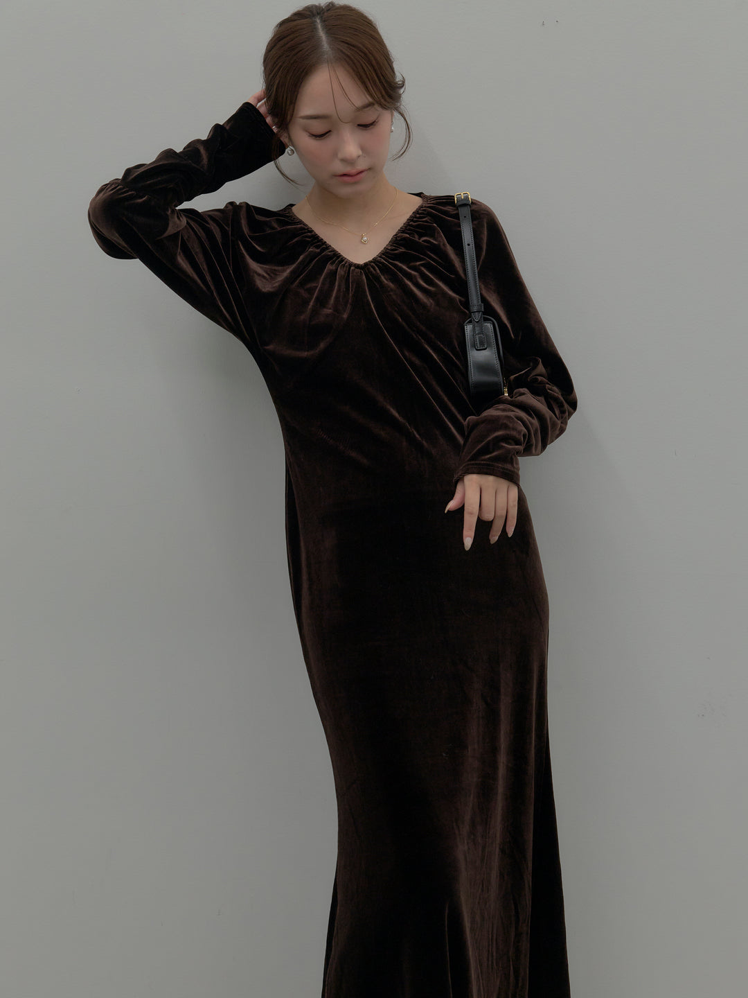 リッチベロアギャザーロングドレス