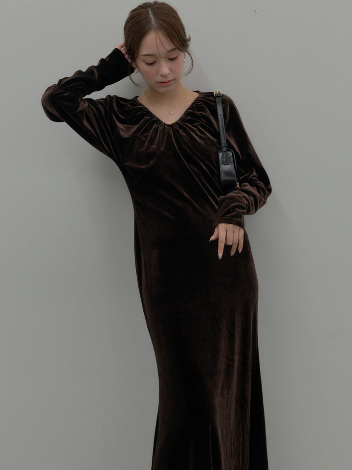 リッチベロアギャザーロングドレス