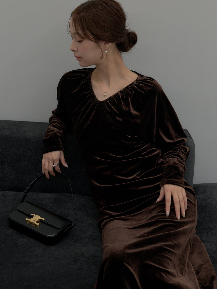 リッチベロアギャザーロングドレス