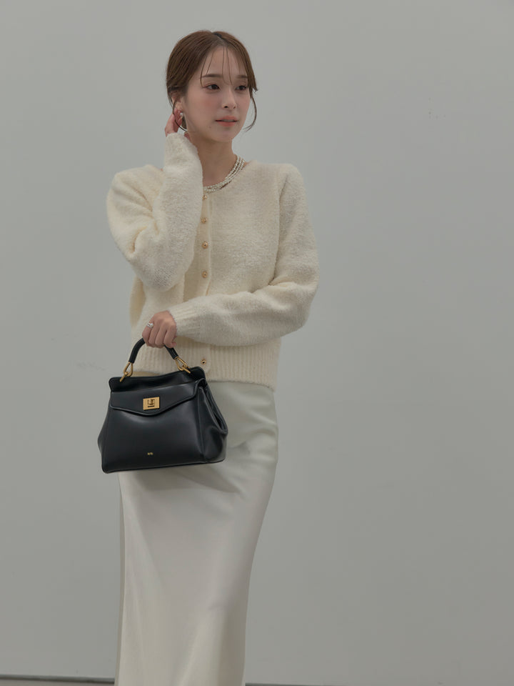 プードルニットパフスリーブカーディガン