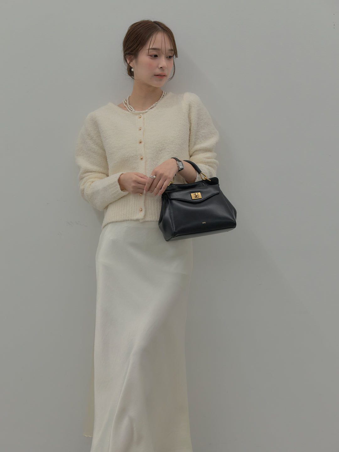 プードルニットパフスリーブカーディガン