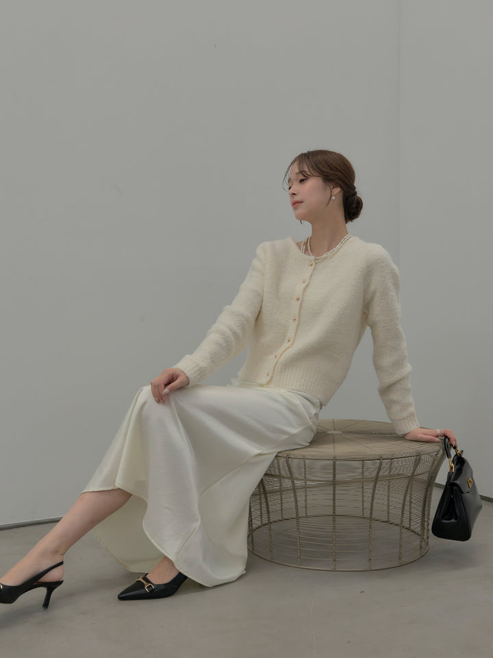 プードルニットパフスリーブカーディガン