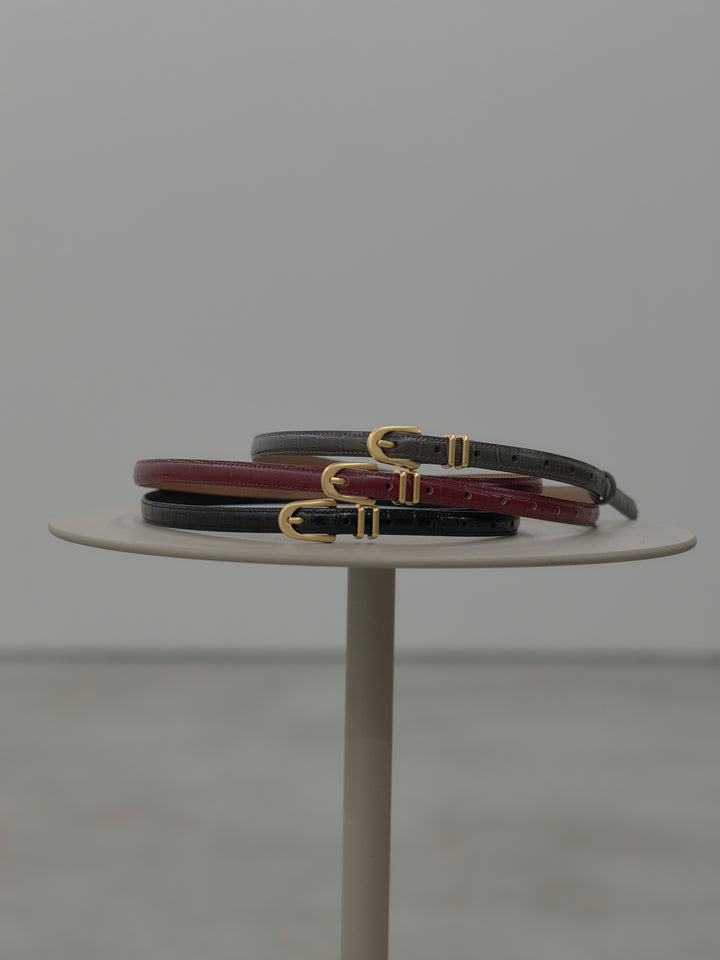 クロコ調エンボスミニバックルベルト