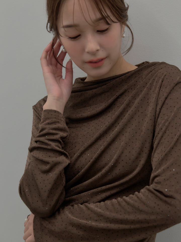 【SET】グリッターストーンドレープデザインロングドレス+モヘアライクオーバーニットカーディガン(2set)