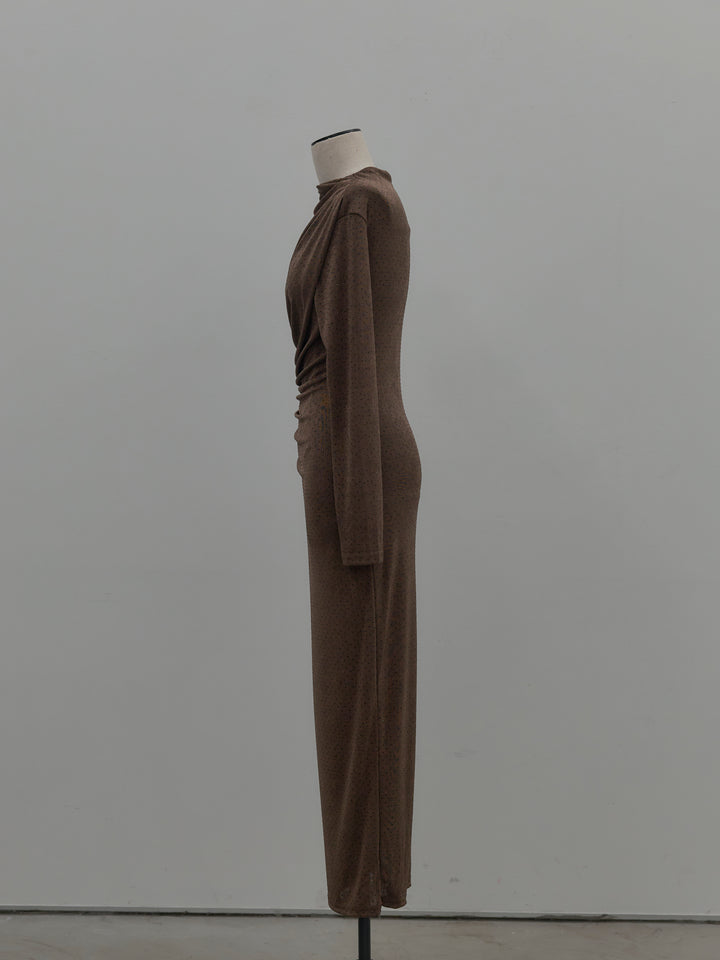 グリッターストーンドレープデザインロングドレス