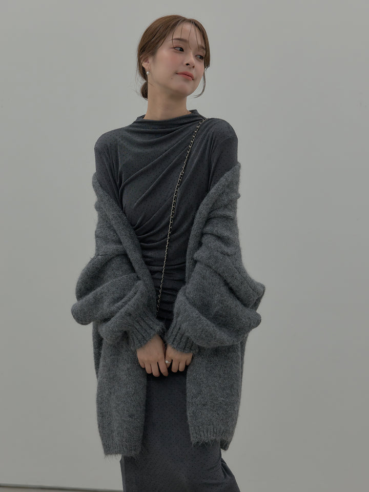 グリッターストーンドレープデザインロングドレス