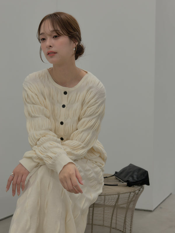 【Luxe series】スカルプチュアルニットカーディガン&スカルプチュアルニットスカートSET UP