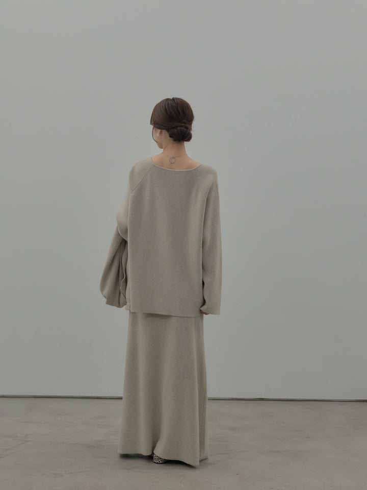 ミルキータッチキーネックニットSET UP(ストール付き)