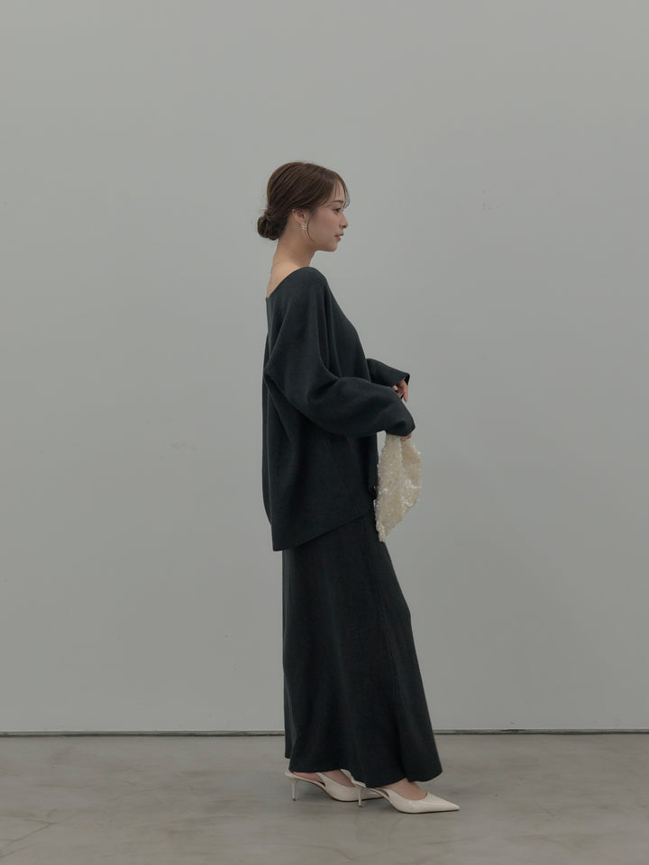 ミルキータッチキーネックニットSET UP(ストール付き)