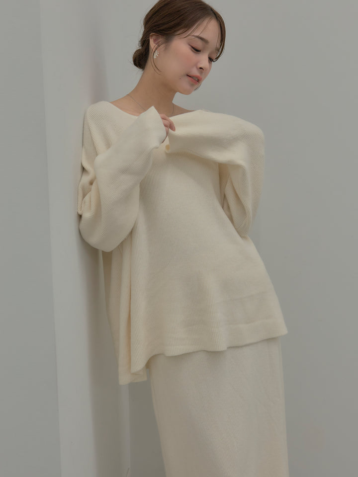 ミルキータッチキーネックニットSET UP(ストール付き)