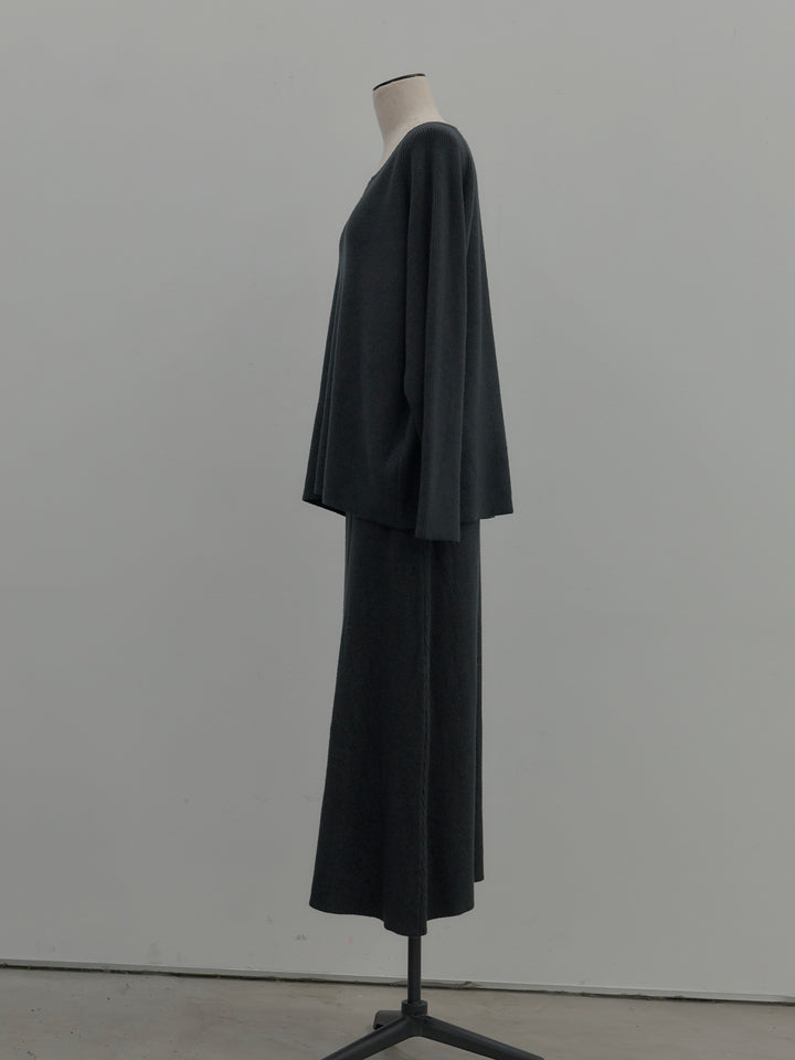 ミルキータッチキーネックニットSET UP(ストール付き)