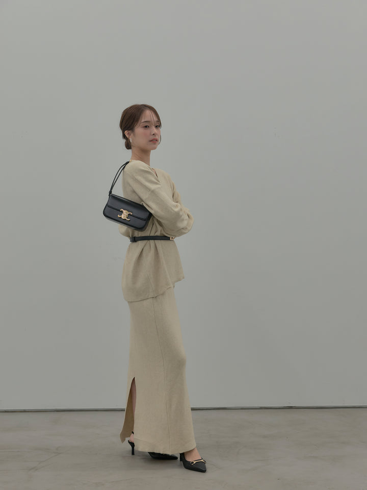 VネックニットSET UP (ベルト付き)