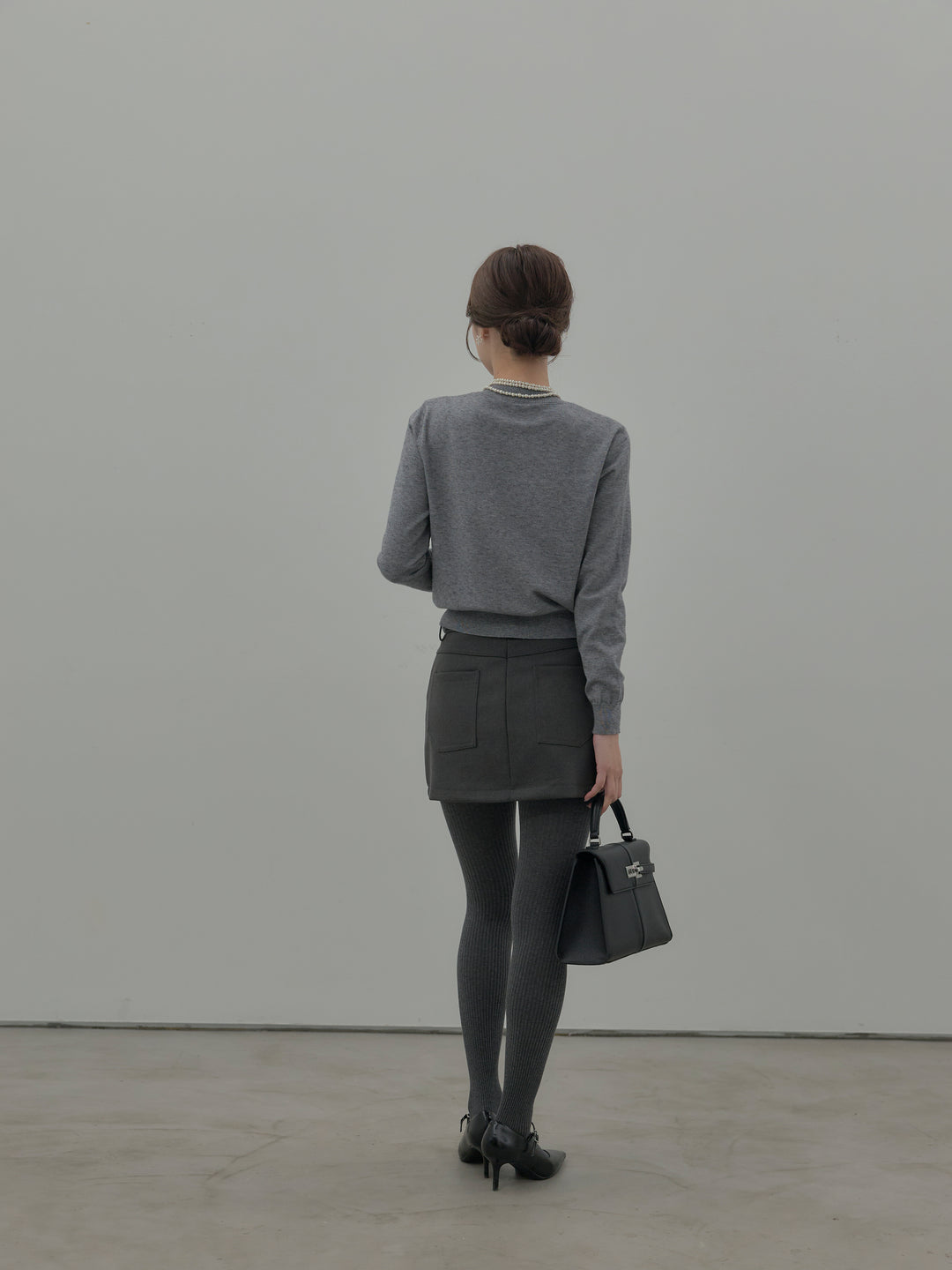 【SET】アーガイル柄ニットカーディガン+スムースタッチデザインポケットミニスカート(インパン付き)(2set)