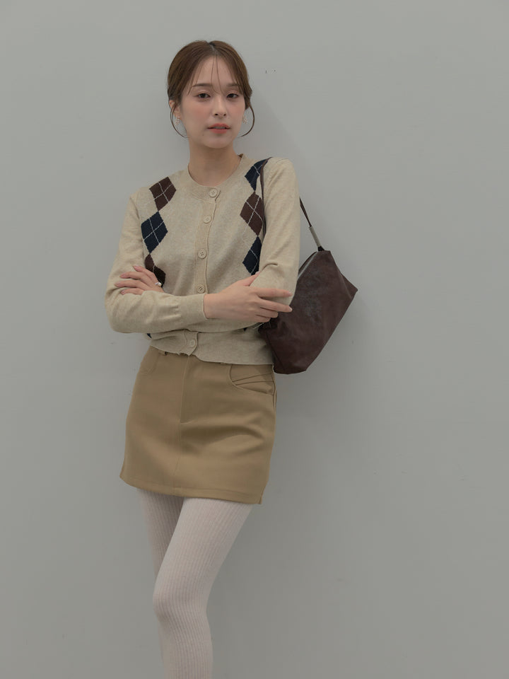 スムースタッチデザインポケットミニスカート(インパン付き)