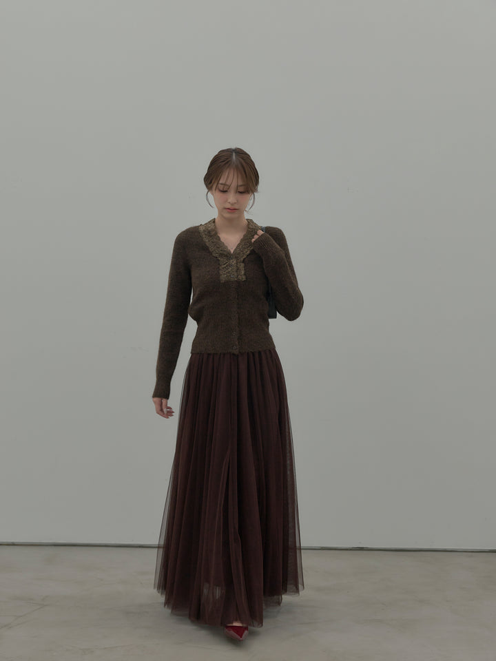 レース襟ニットトップス