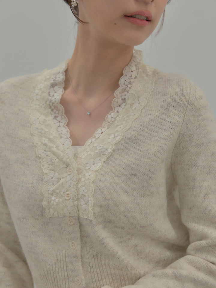 【SET】レース襟ニットトップス+【Essential】センタープレスサテンパンツ(2set)