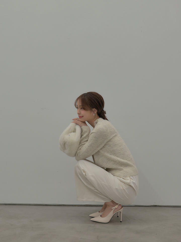 レース襟ニットトップス