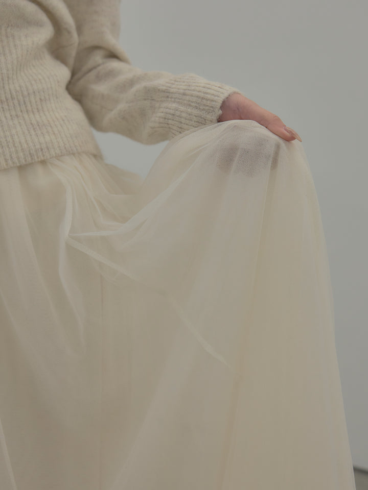 レース襟ニットトップス