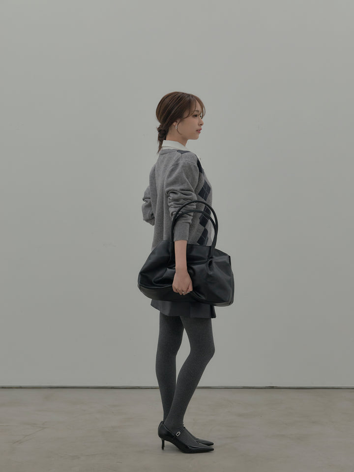 【SET】アーガイル柄Vネックニットプルオーバー+ベルト付きプリーツミニスカート(2set)