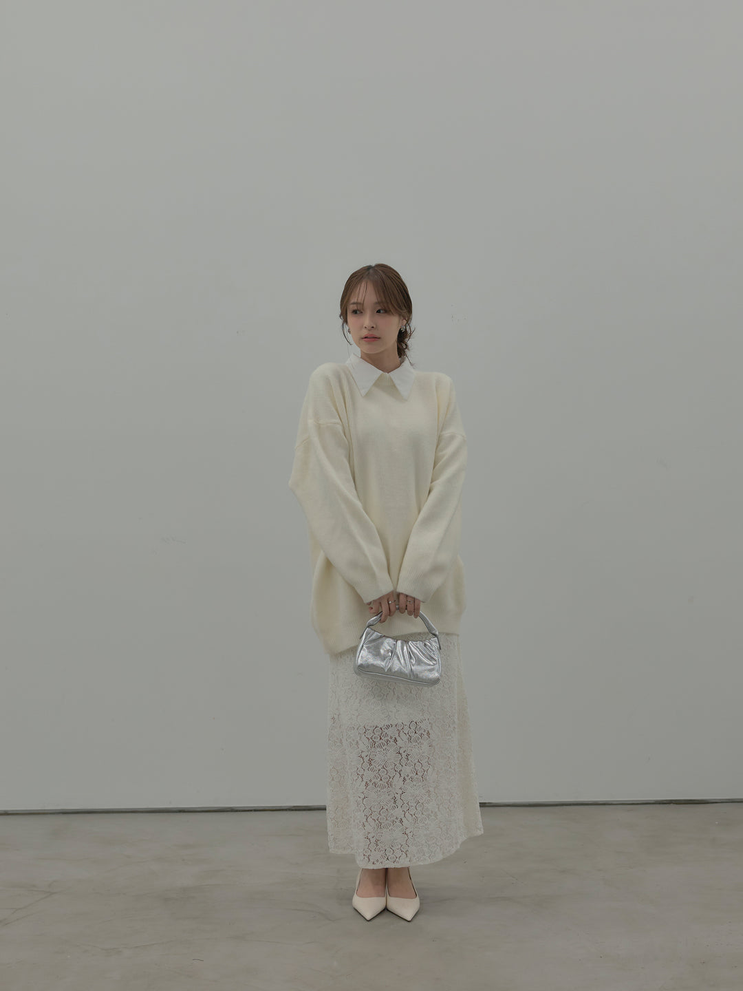 フラワーベロアレースAラインスカート