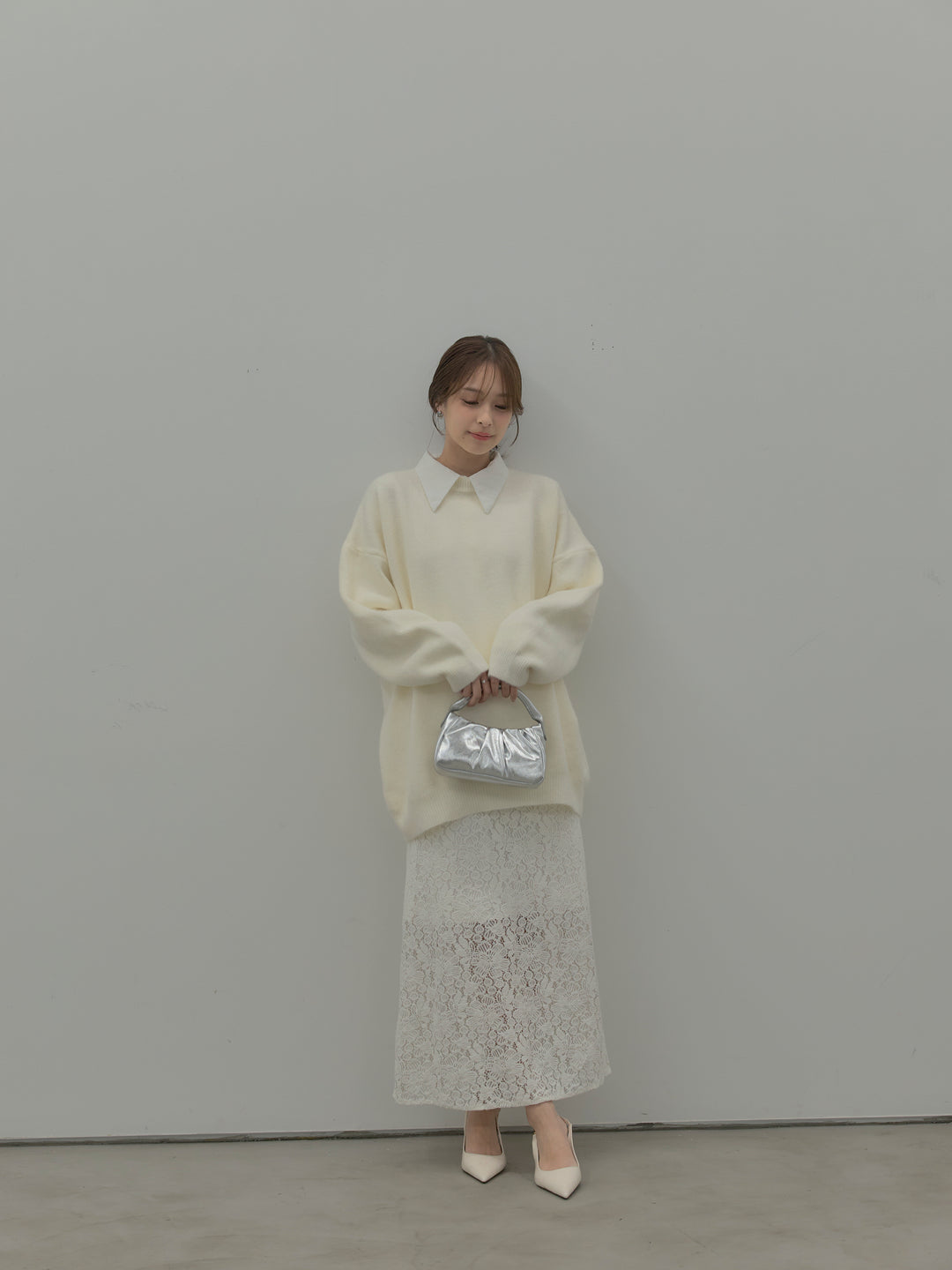 フラワーベロアレースAラインスカート