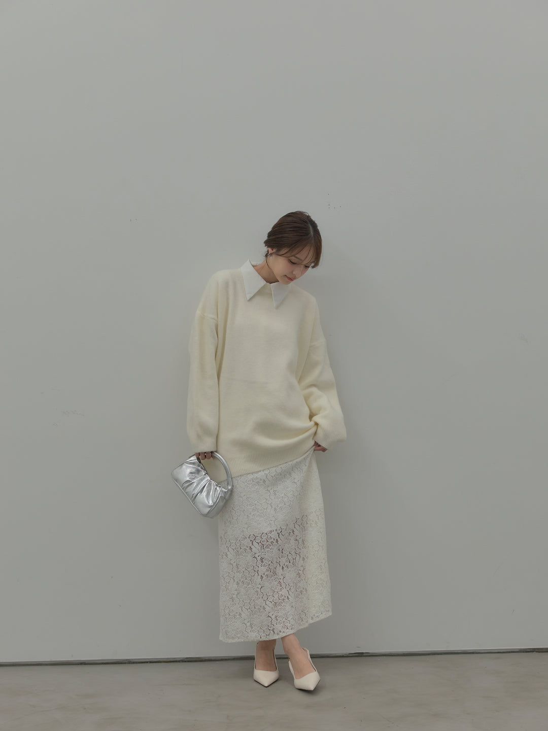 フラワーベロアレースAラインスカート