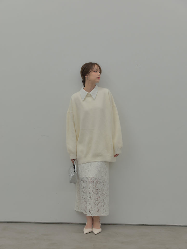 パールボタンサテンシャツ