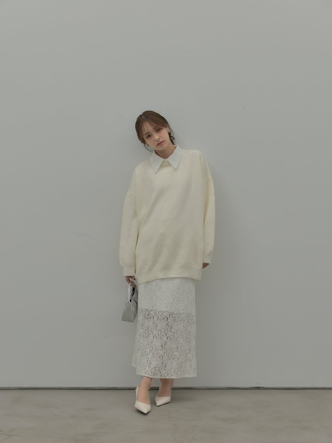 フラワーベロアレースAラインスカート