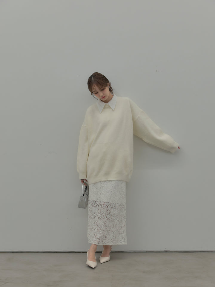 パールボタンサテンシャツ