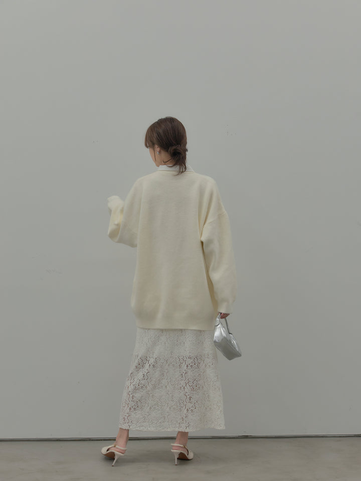 パールボタンサテンシャツ