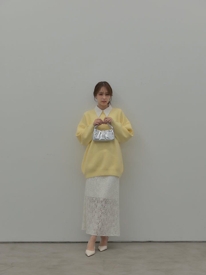 パールボタンサテンシャツ