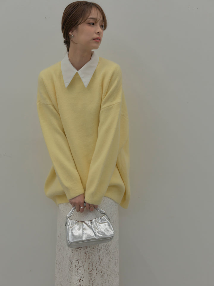 パールボタンサテンシャツ