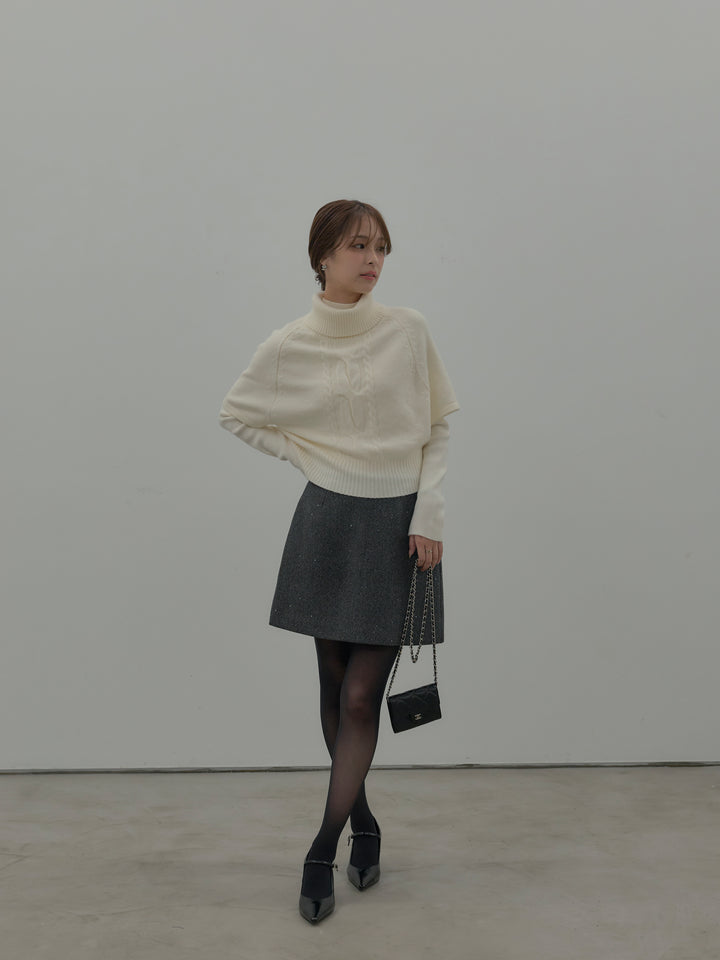 シャイニーウールタッチ台形ミニスカート