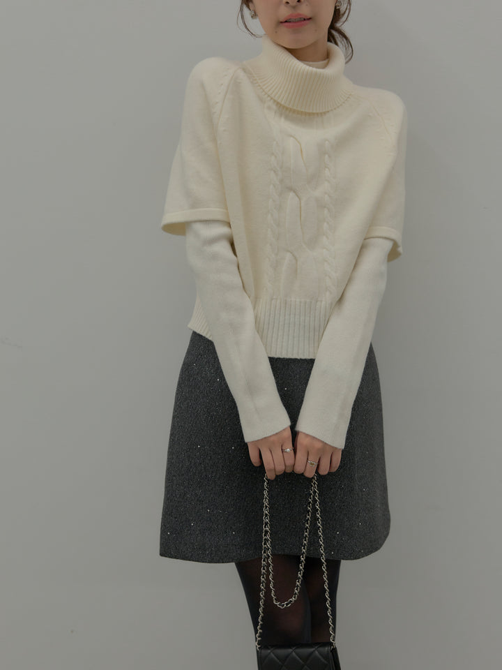 シャイニーウールタッチ台形ミニスカート