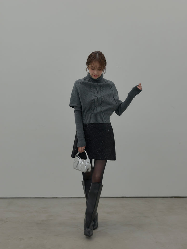 シャイニーウールタッチ台形ミニスカート