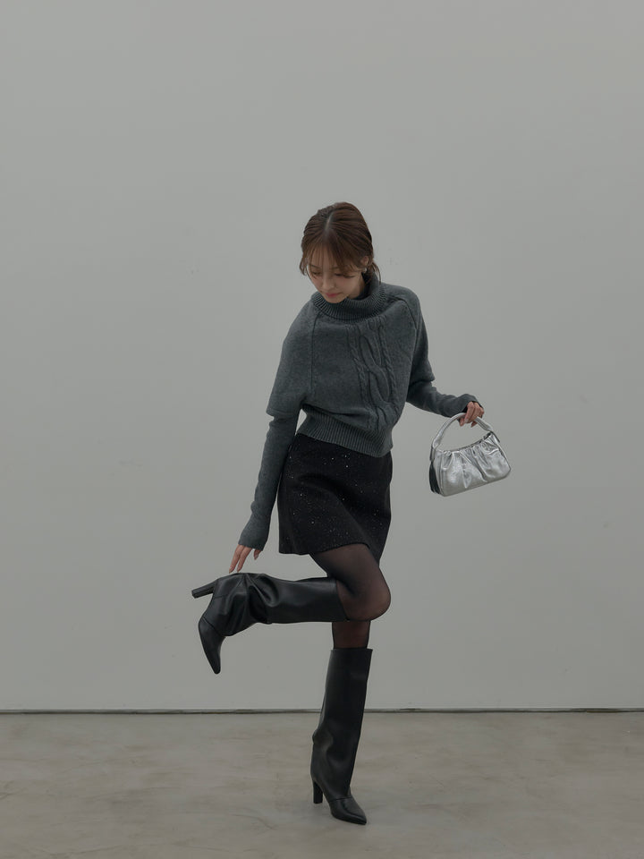 シャイニーウールタッチ台形ミニスカート