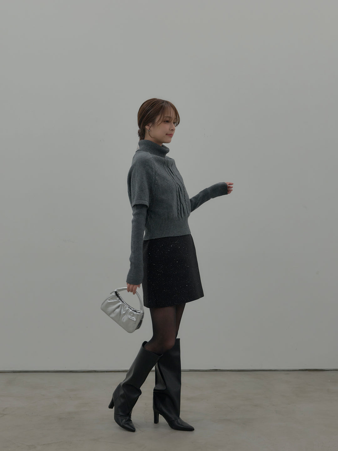 シャイニーウールタッチ台形ミニスカート