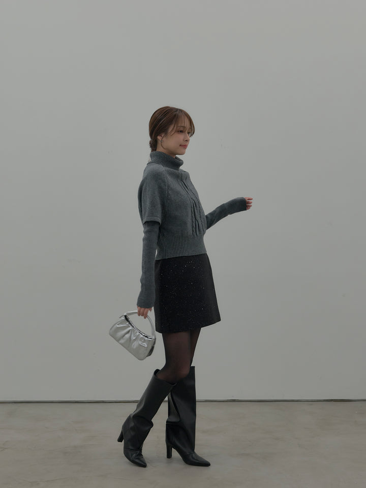 シャイニーウールタッチ台形ミニスカート