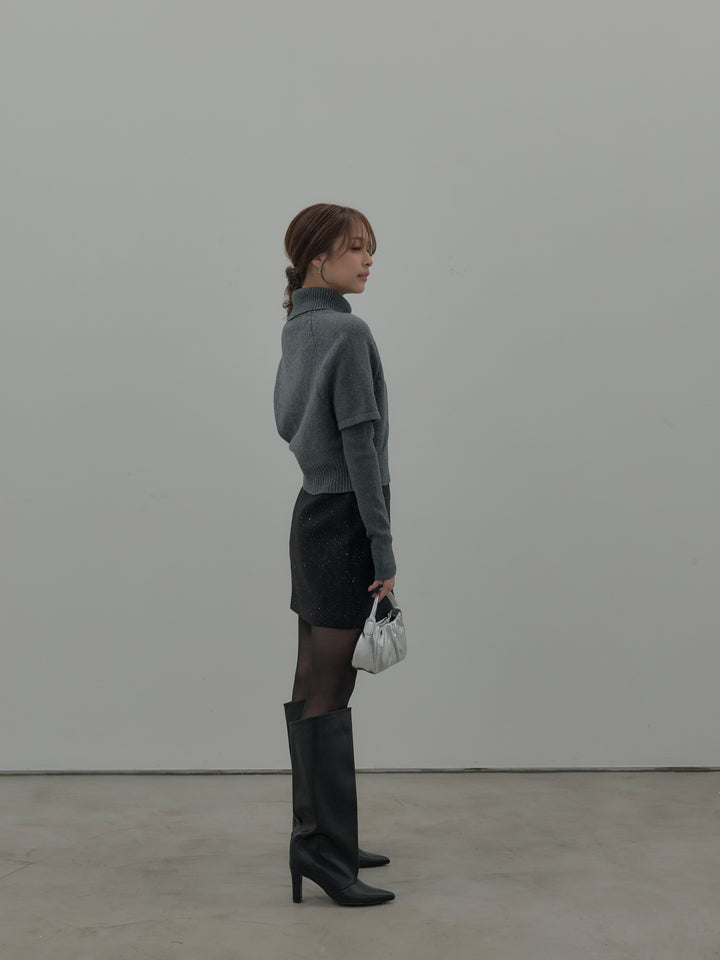 シャイニーウールタッチ台形ミニスカート