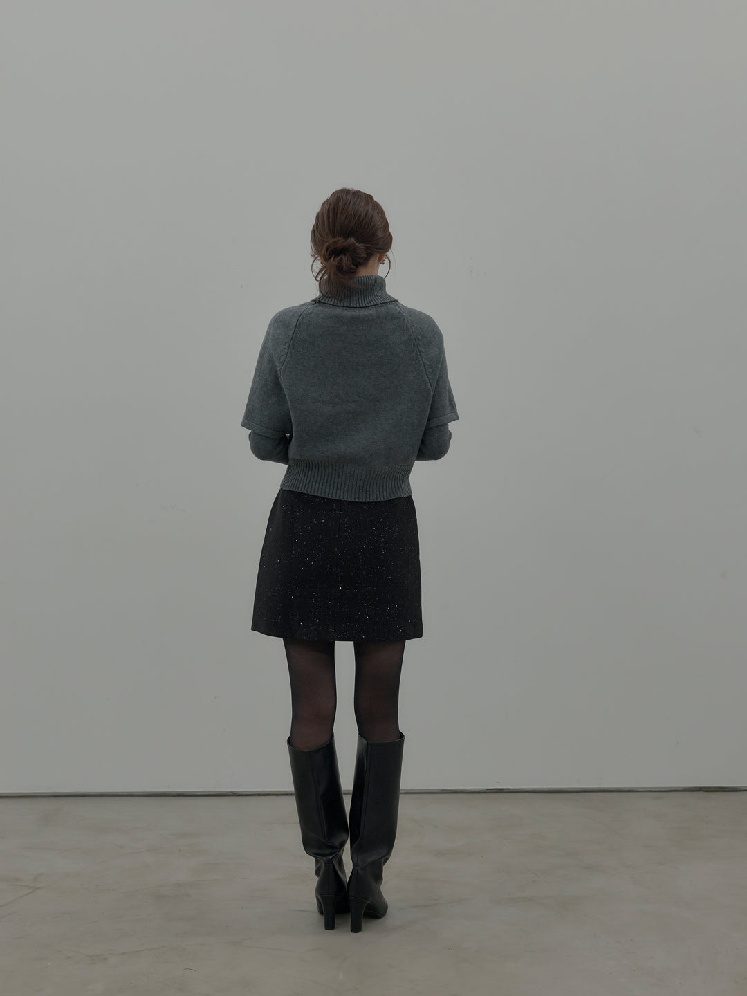 シャイニーウールタッチ台形ミニスカート