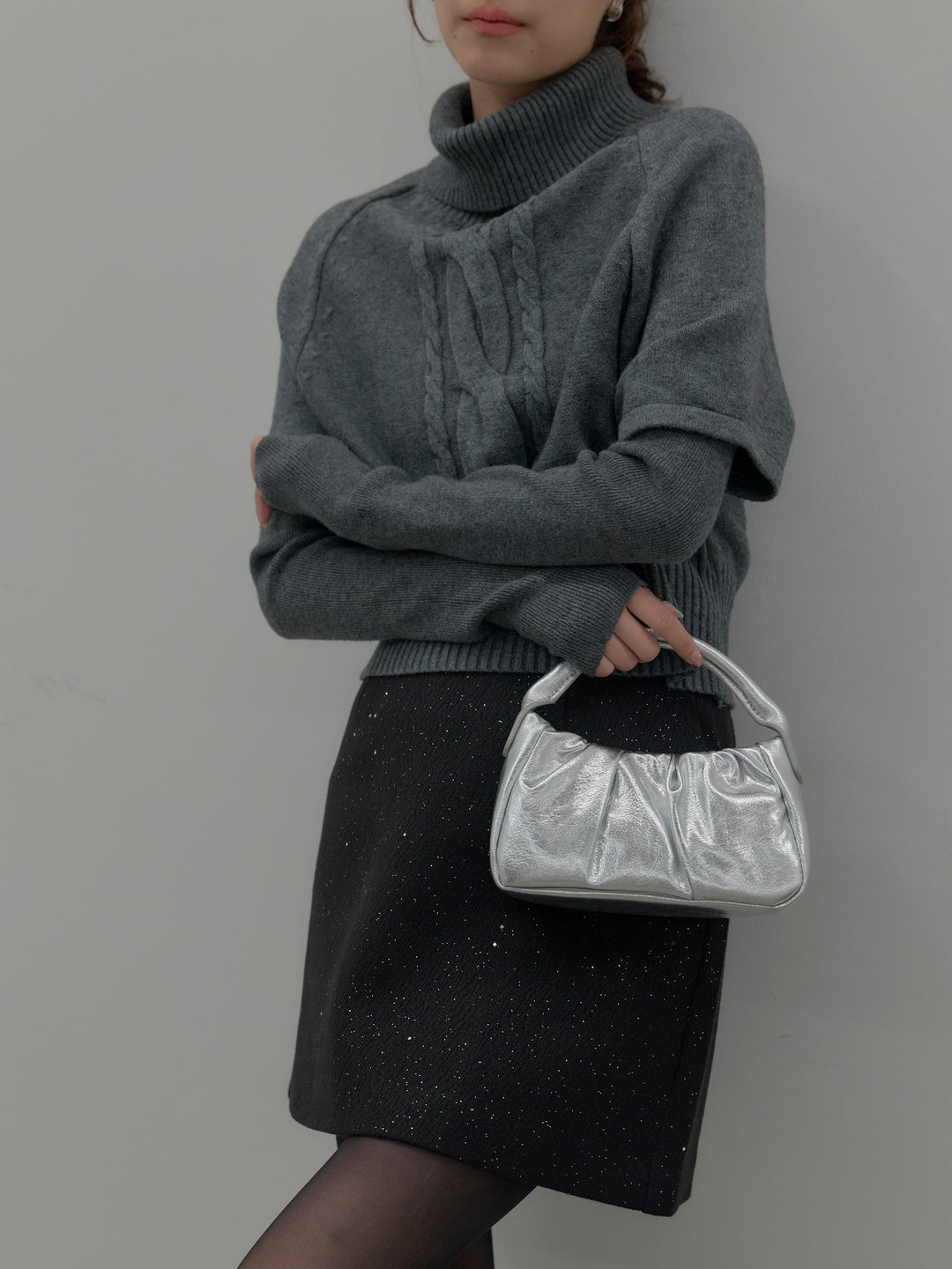 シャイニーウールタッチ台形ミニスカート