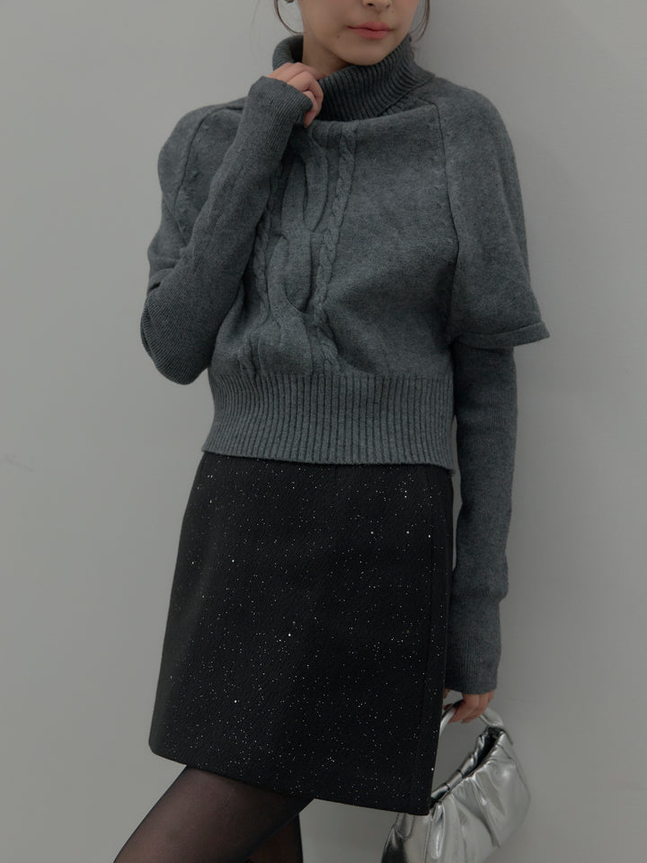 シャイニーウールタッチ台形ミニスカート