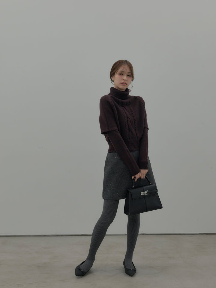 シャイニーウールタッチ台形ミニスカート