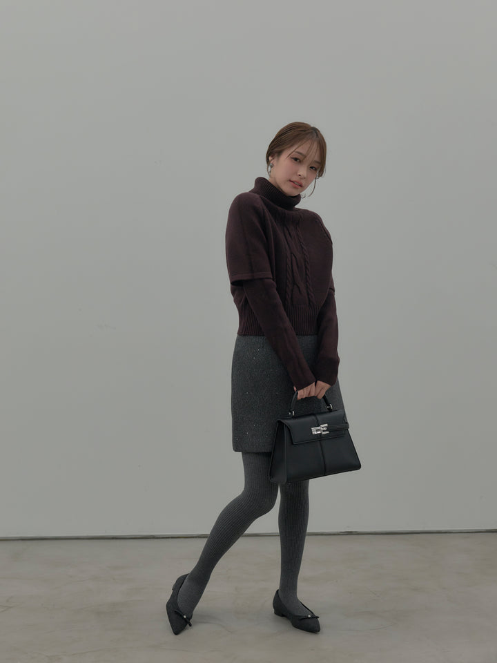 シャイニーウールタッチ台形ミニスカート