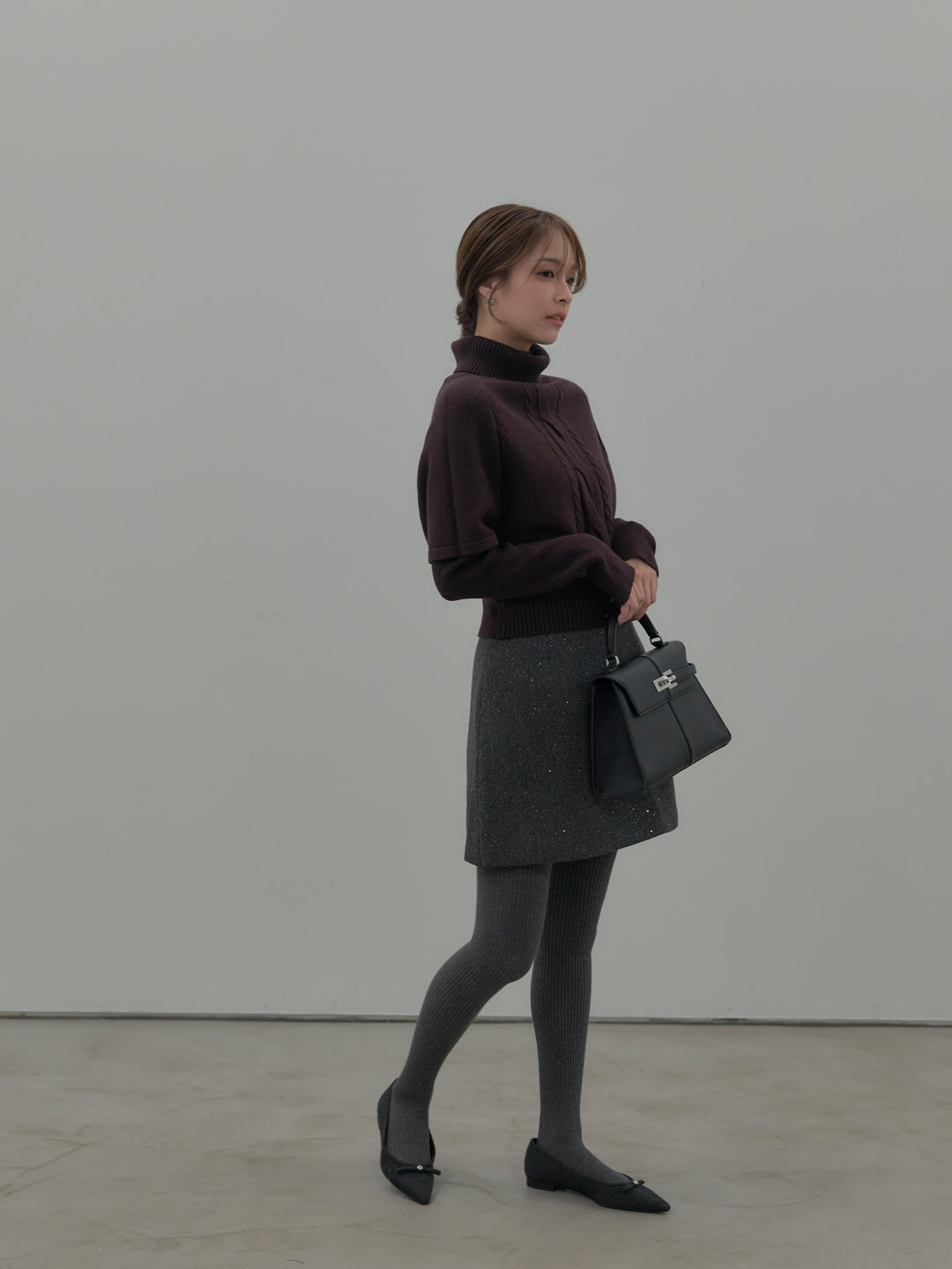 シャイニーウールタッチ台形ミニスカート