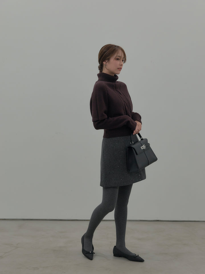 シャイニーウールタッチ台形ミニスカート