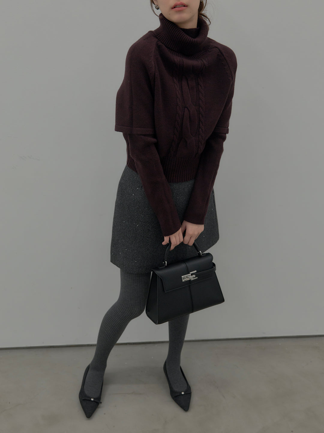 シャイニーウールタッチ台形ミニスカート