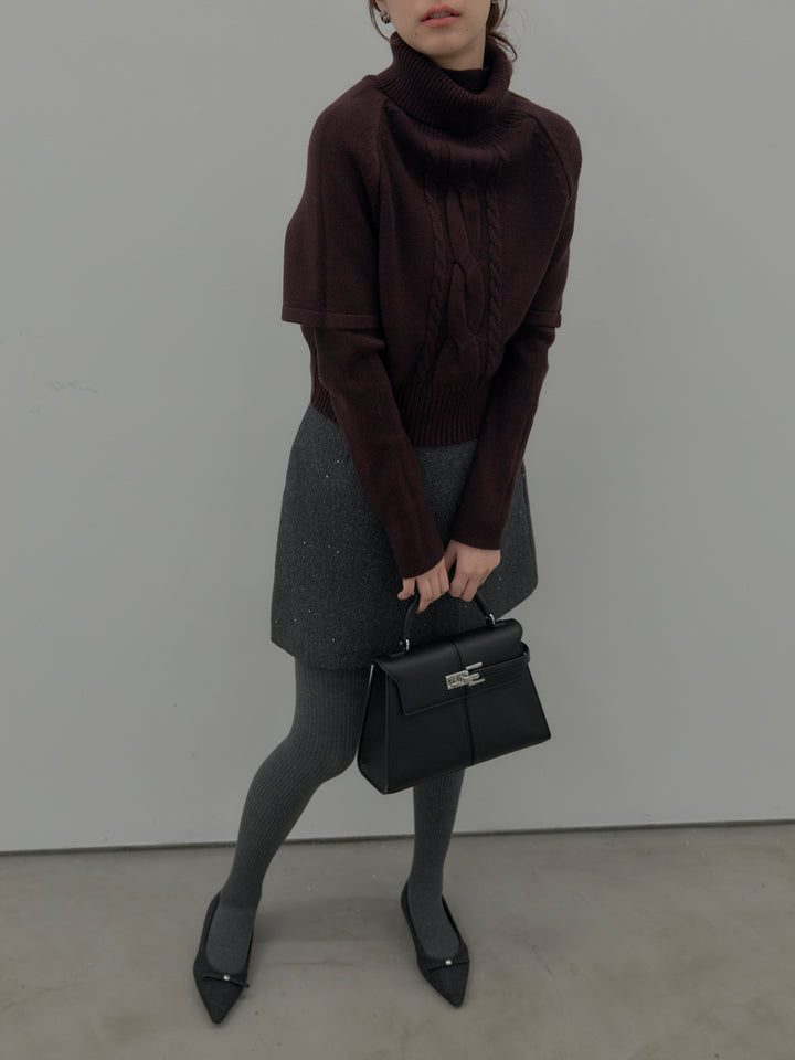 シャイニーウールタッチ台形ミニスカート