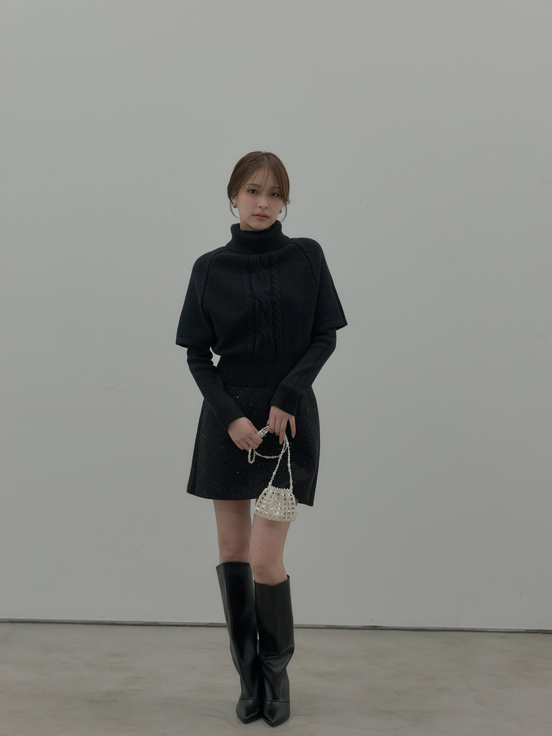 シャイニーウールタッチ台形ミニスカート