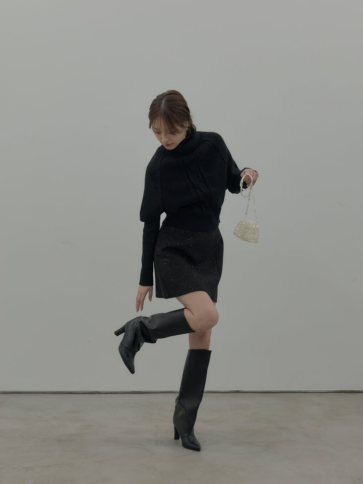 シャイニーウールタッチ台形ミニスカート